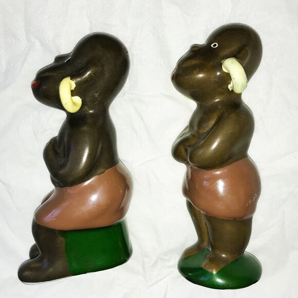Vintage 1950's Ubangi Couple Salt & Pepper Set - Made in Japan -Excellent Cond. - Picture 4 of 8